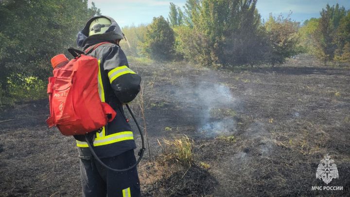 Спасатели ликвидируют масштабный пожар в Луганске в районе мелового карьера