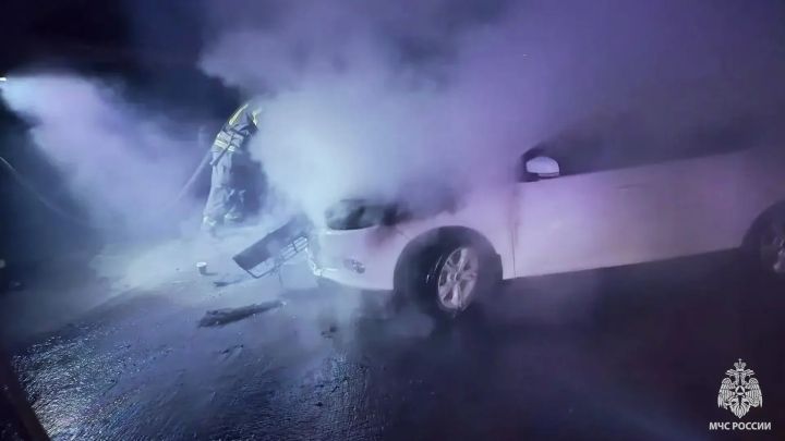 В Луганске пожарные спасли от выгорания легковушку
